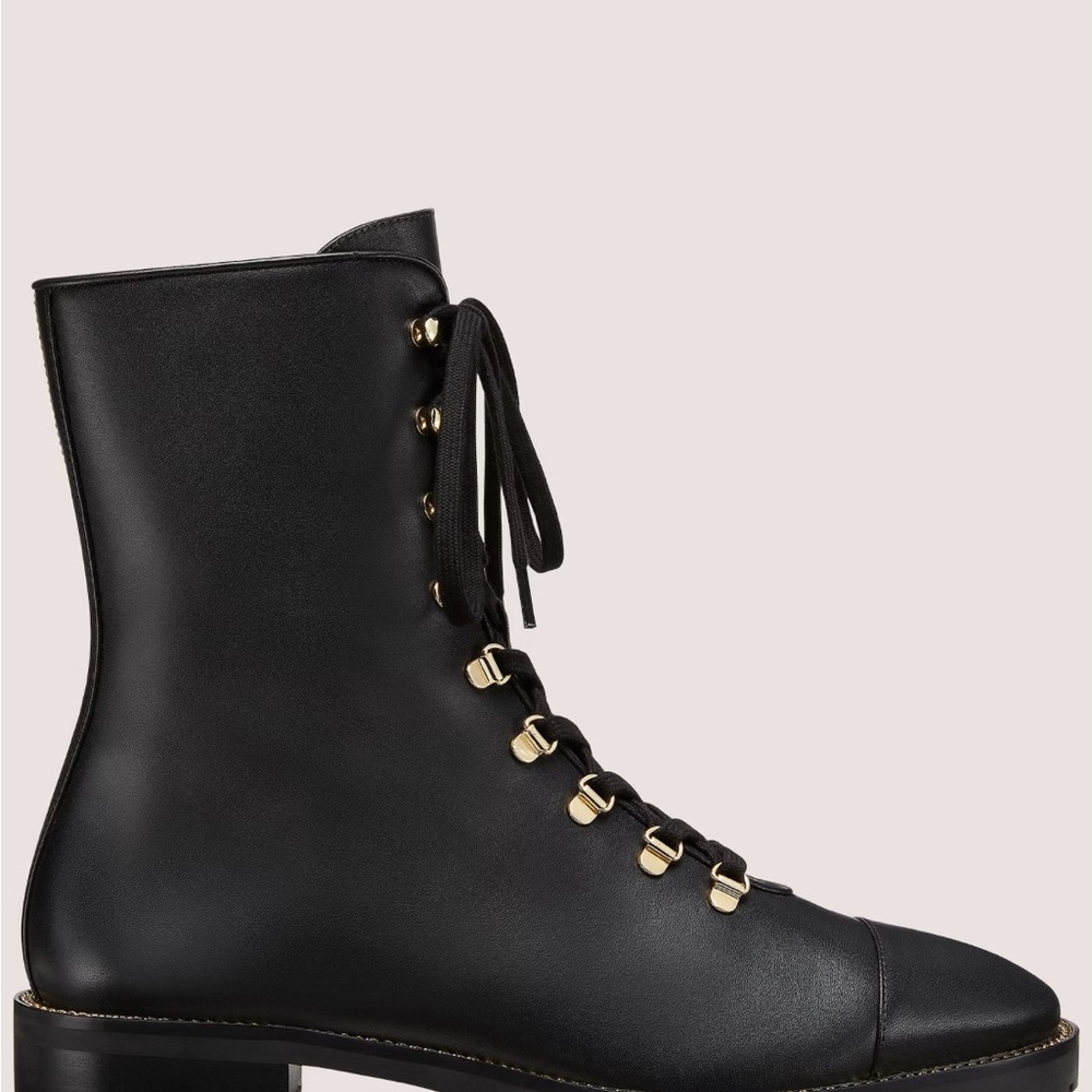 Stuart Weitzman Black Lace Up Boots